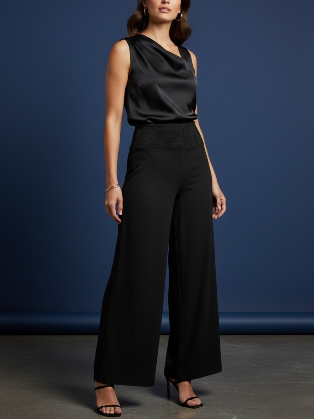 Ribkoff Trends Vintage Black Wide Leg Dress Pants High Waist Size 8